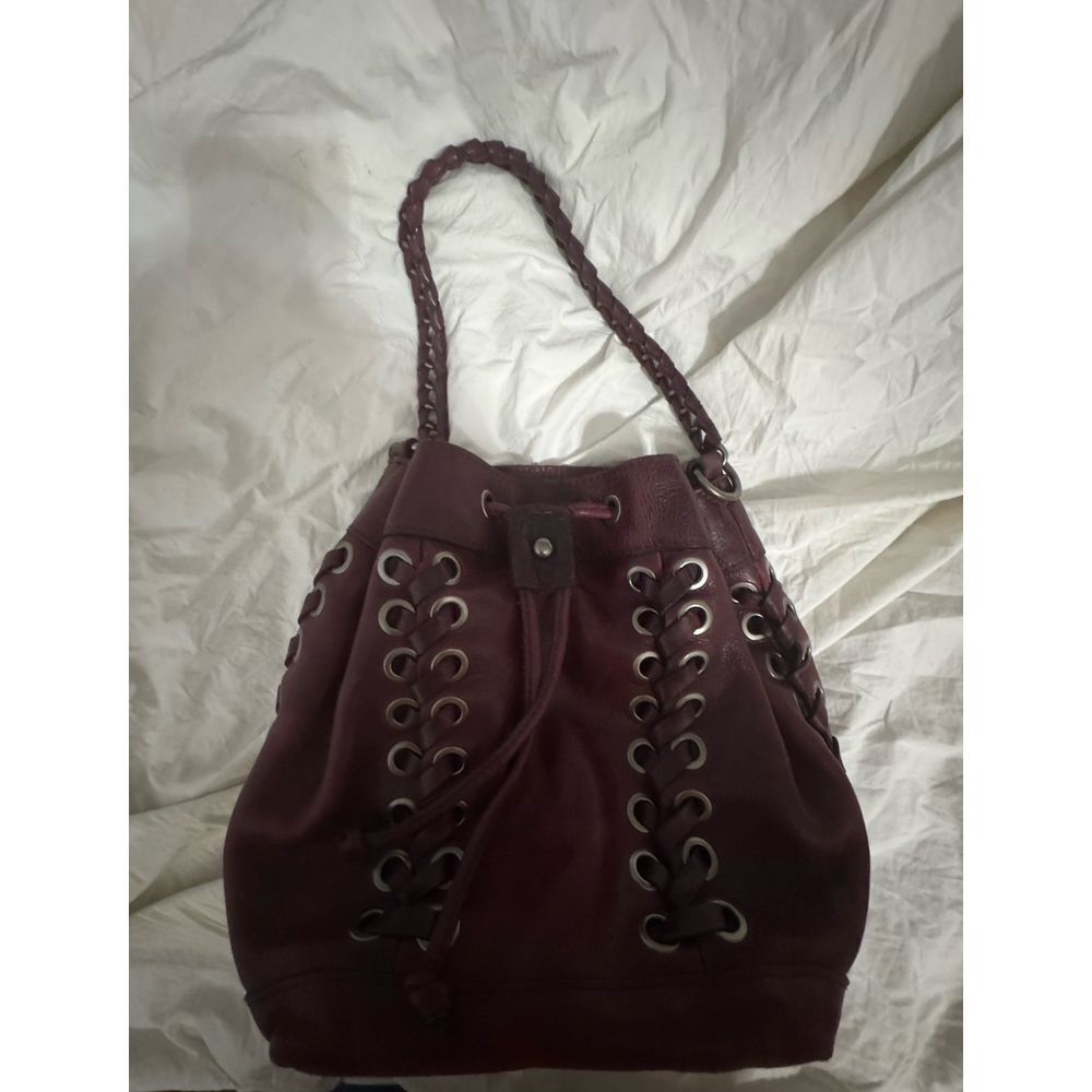 Patricia Nash Martina crossbody drawstring bag grommets and lacing burgundy‎ red - Picture 11 of 12